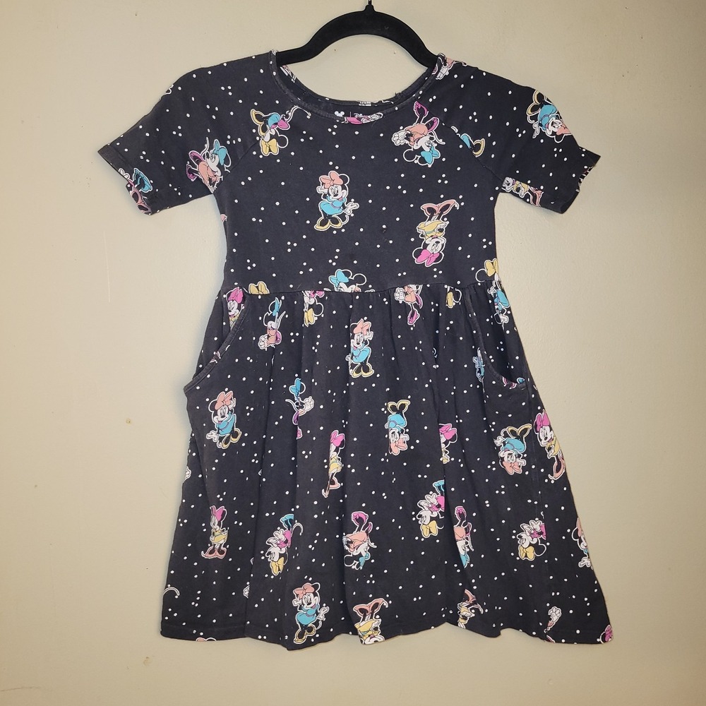 Disney Jumping Beans Minnie Mouseβ Dress Girls 6X Black Short Sleeve Pockets